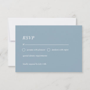 Tarjeta RSVP azul polvorienta simple