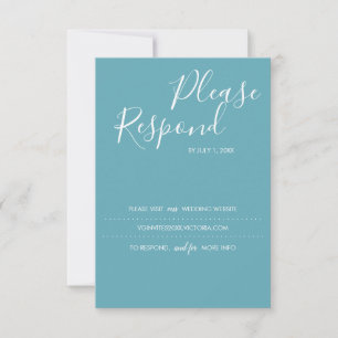 Tarjeta RSVP azul turquesa, sitio web Boda