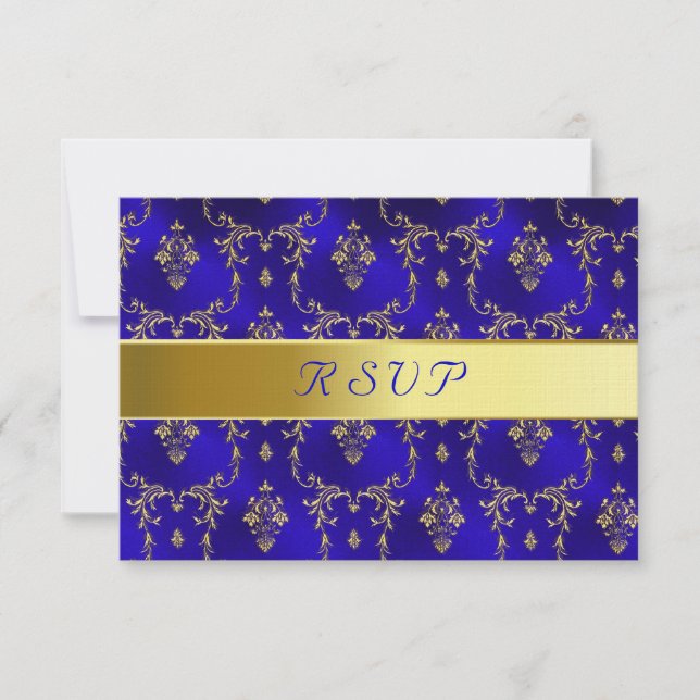 Tarjeta RSVP - Azul y oro (Anverso)