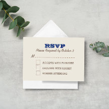 Tarjeta RSVP Azul y Plata de Marina