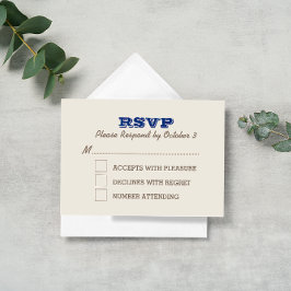 Tarjeta RSVP Azul y Plata de Marina