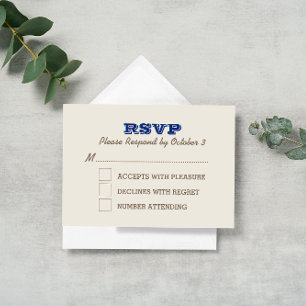 Tarjeta RSVP Azul y Plata de Marina