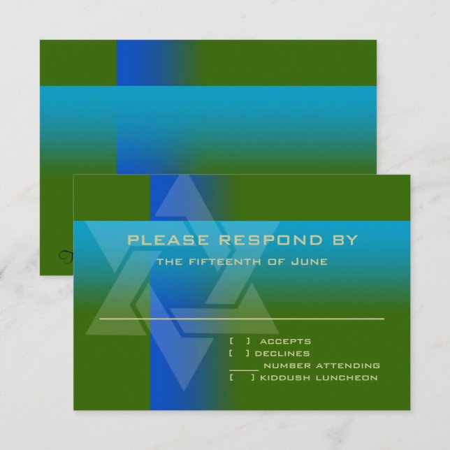 Tarjeta RSVP azul y turquesa en cualquier color (Anverso / Reverso)