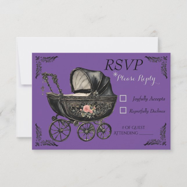 Tarjeta RSVP Baby Shower Chica de transporte para  (Anverso)