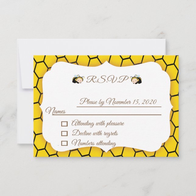 Tarjeta RSVP Baby Shower de Baby Bumble Bee (Anverso)