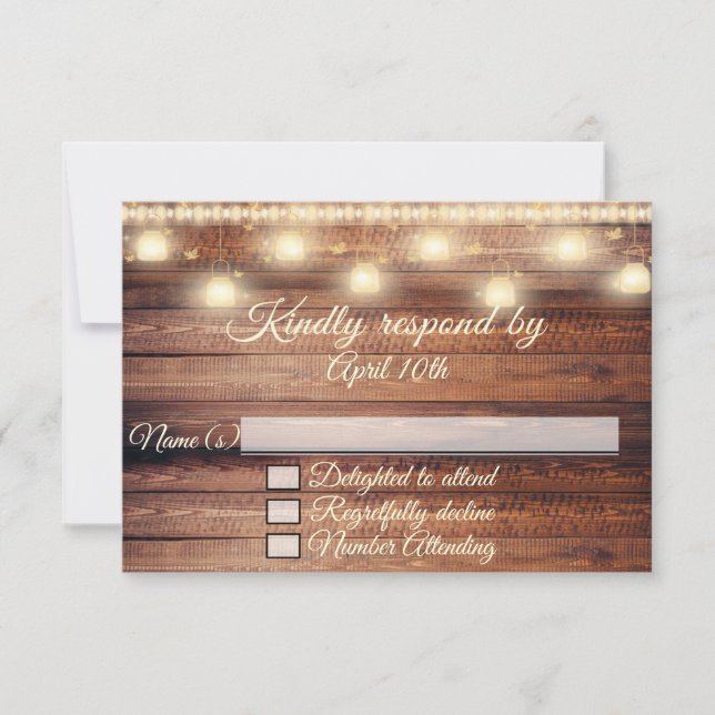 Tarjeta RSVP Baby Shower Neutral Wood (Anverso)