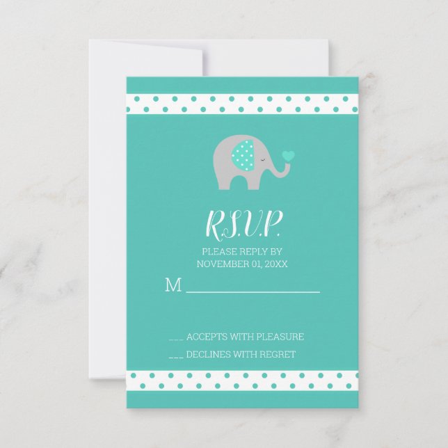 Tarjeta RSVP Baby Shower para bebé elefante de pol (Anverso)
