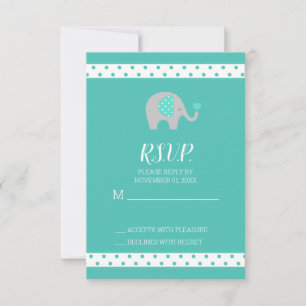 Tarjeta RSVP Baby Shower para bebé elefante de pol