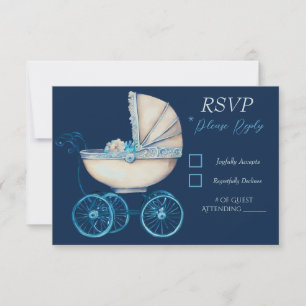 Tarjeta RSVP Baby Shower para niño portador bebé