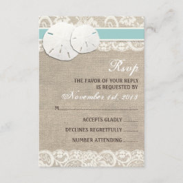 Tarjeta RSVP Beach Rústica Burlap Lace