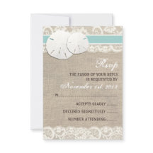 Tarjeta RSVP Beach Rústica Burlap Lace