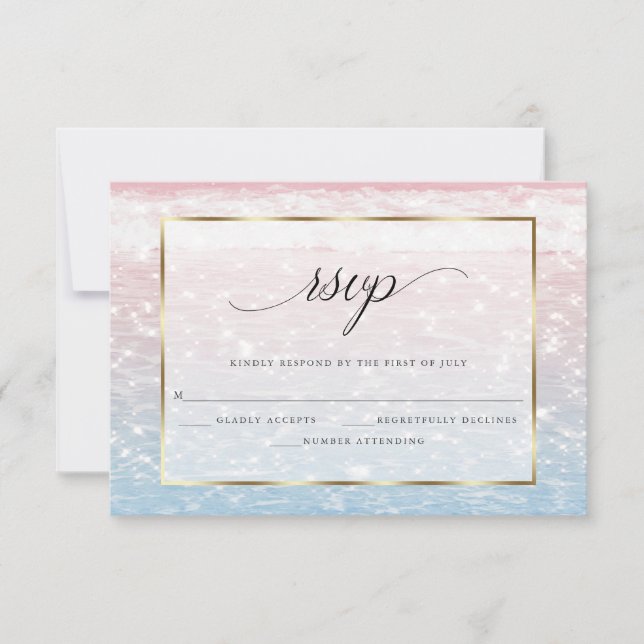 Tarjeta RSVP Beach Shimmer Pink Ocean Waters (Anverso)