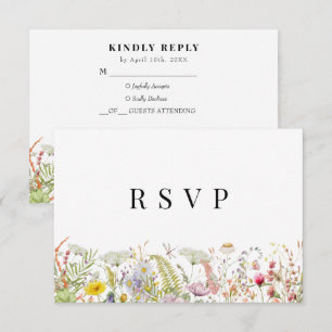 Tarjeta RSVP Beige Boho de verano de primavera