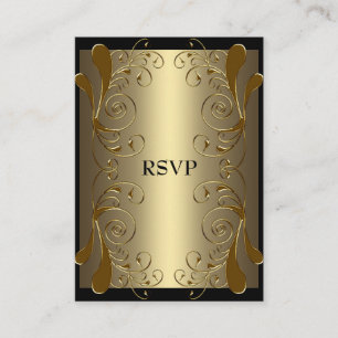 Tarjeta RSVP Black Gold Glam Floral