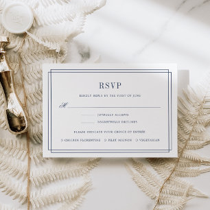 Tarjeta RSVP blanca y de la Marina eterna con elec