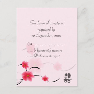 Tarjeta RSVP Blossom Rosa Doble Felicidad