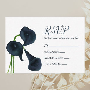Tarjeta RSVP Blue Calla Lilies Oscura