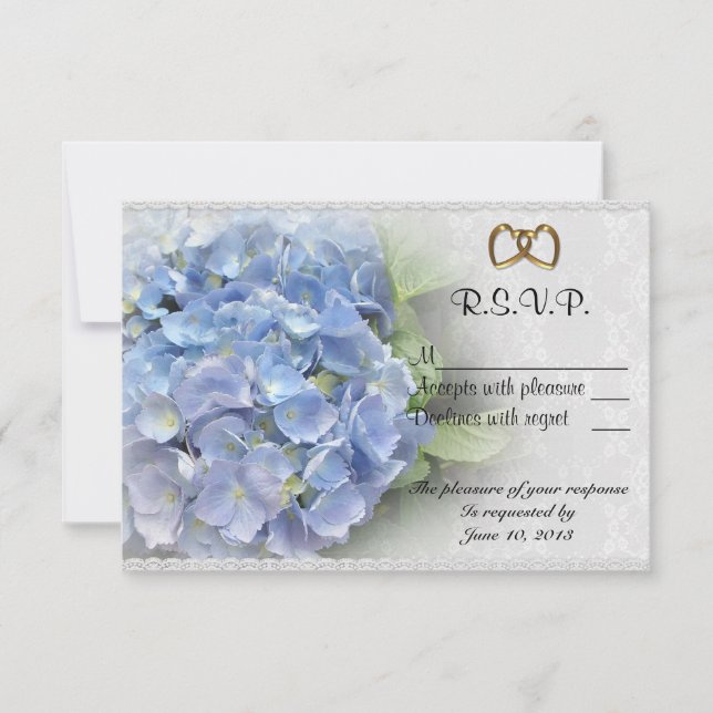 Tarjeta RSVP Blue Hydrangea estilo 2 (Anverso)