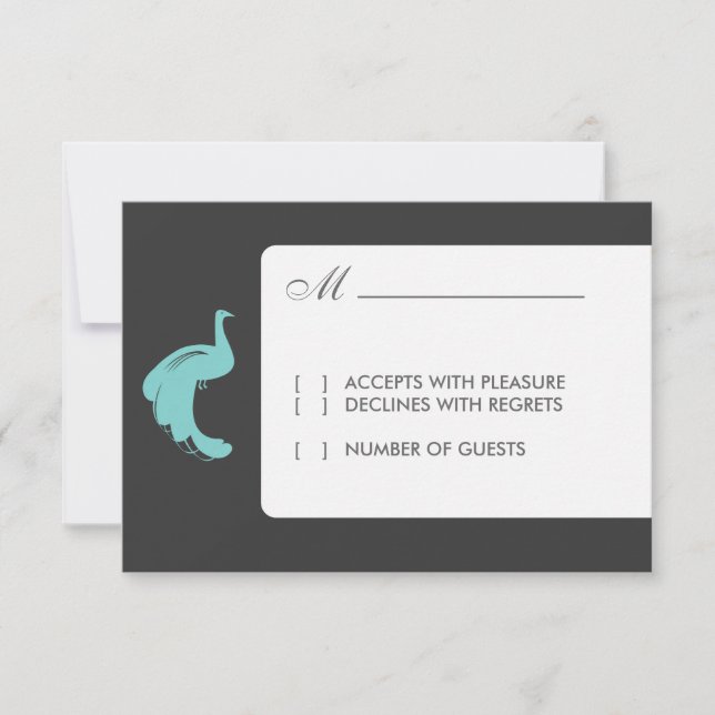 Tarjeta RSVP Blue Peacocks (Anverso)