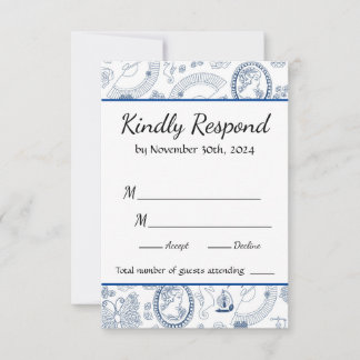 Tarjeta RSVP Blue Vintage Romance
