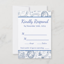 Tarjeta RSVP Blue Vintage Romance
