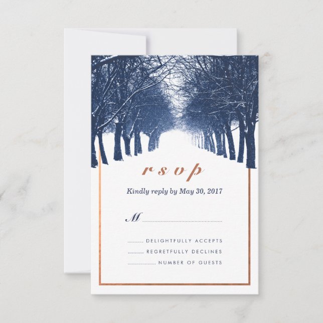 Tarjeta RSVP Boda de la avenida de los árboles de  (Anverso)