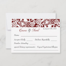 Tarjeta RSVP Boda de Marrón elegante de trabajo ab