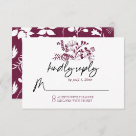 Tarjeta RSVP boda simple y moderna de Borgoña