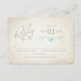 Tarjeta RSVP, boda Starfish Beach