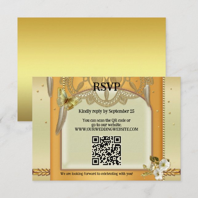 Tarjeta RSVP Bohemian QR Code Dreamcatcher Wedding (Anverso / Reverso)