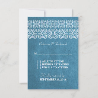 Tarjeta RSVP Bohemiana Azul Moderno