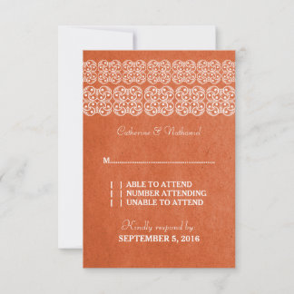 Tarjeta RSVP Bohemiana moderna naranja