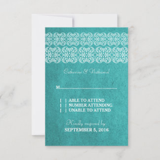 Tarjeta RSVP Bohemiana Moderna verde azulada