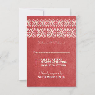 Tarjeta RSVP Bohemiana Rojo Moderno
