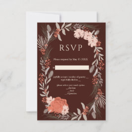 Tarjeta RSVP Boho botanicals Brown and Cream Weddi