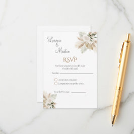 Tarjeta RSVP Boho de boda española
