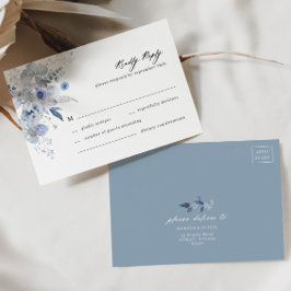 Tarjeta RSVP Boho Dusty Blue Wildflower Wedding