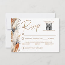 Tarjeta RSVP Boho moderna con código QR