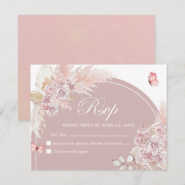 Tarjeta Rsvp Boho Pink Dusty Arch Quinceanera