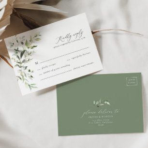 Tarjeta RSVP Boho Sage Greenery Botanical Wedding