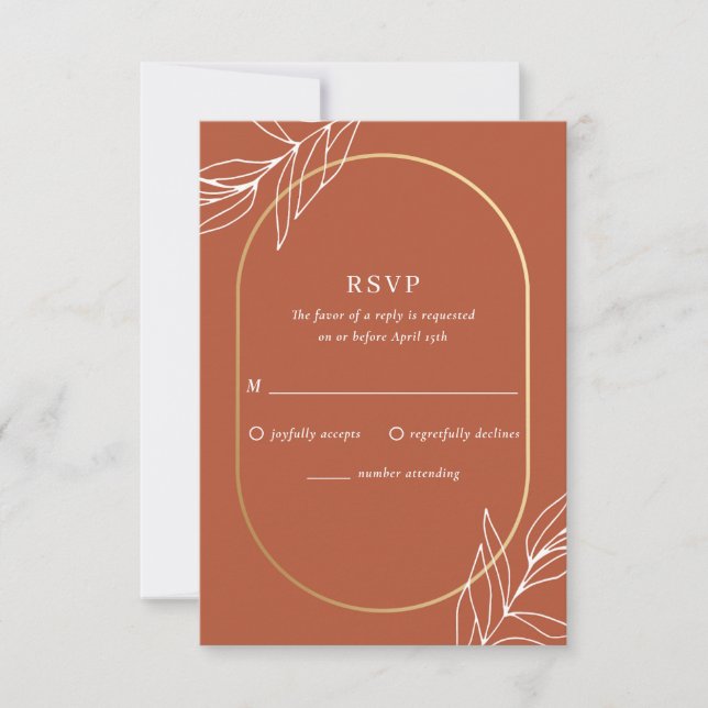 Tarjeta RSVP Boho Tropical Burnt Rust Wedding (Anverso)