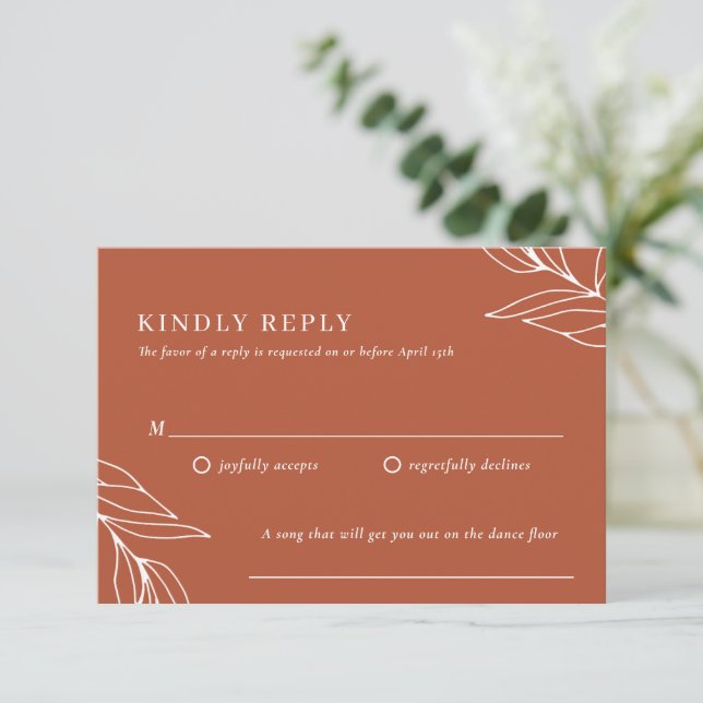 Tarjeta RSVP Boho Tropical Wedding (Anverso de pie)