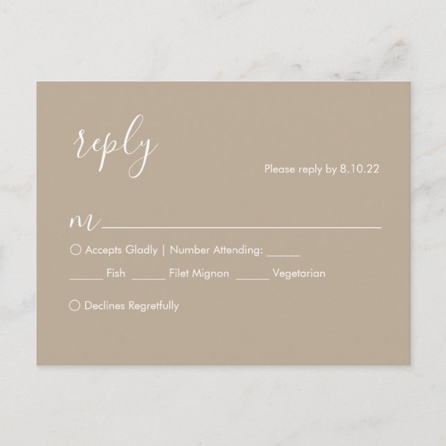 Tarjeta RSVP Boho Wedding, opciones de comidas (Anverso)