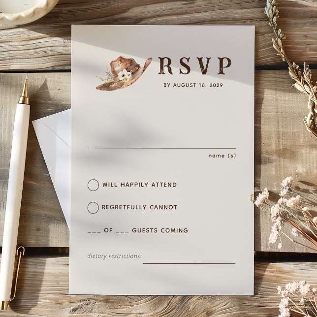 Tarjeta RSVP Boho Western Ranch Wedch Wedding (Subido por el creador)