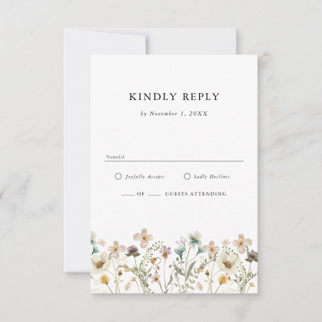 Tarjeta RSVP Boho Wildflower (Anverso)
