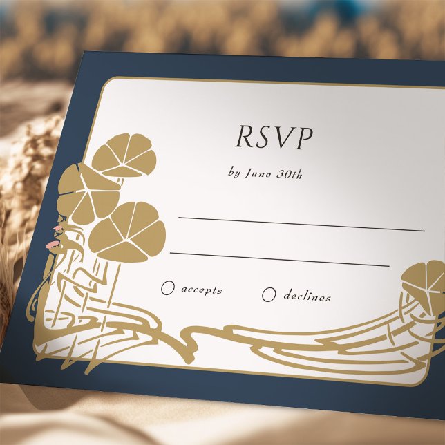 Tarjeta RSVP Botánica de Oro y Armada sin Tiempos (Subido por el creador)
