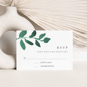 Tarjeta RSVP Botánica Presionada Esmeralda