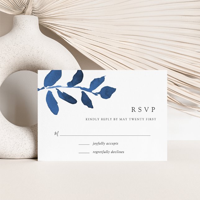 Tarjeta RSVP Botánica Presionada | Índigo (Subido por el creador)