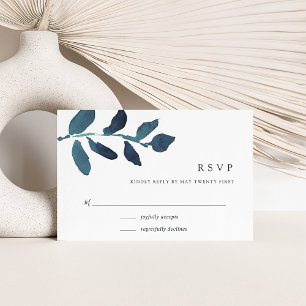Tarjeta RSVP Botánica Presionada Ultramarino