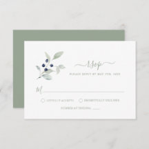 Tarjeta RSVP Botánica Sage simple y elegante